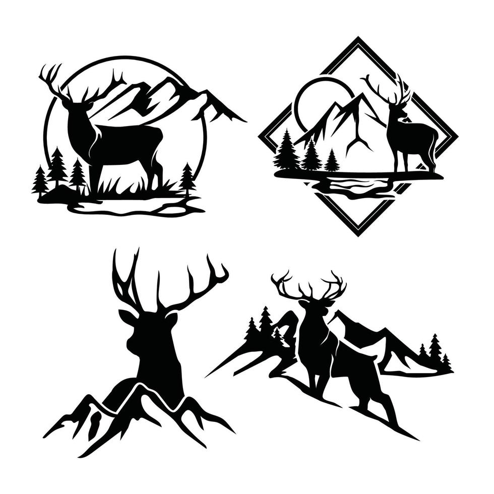 ciervo montaña logo silueta. ciervo caza logo. caza estación, caza camisa diseño vector
