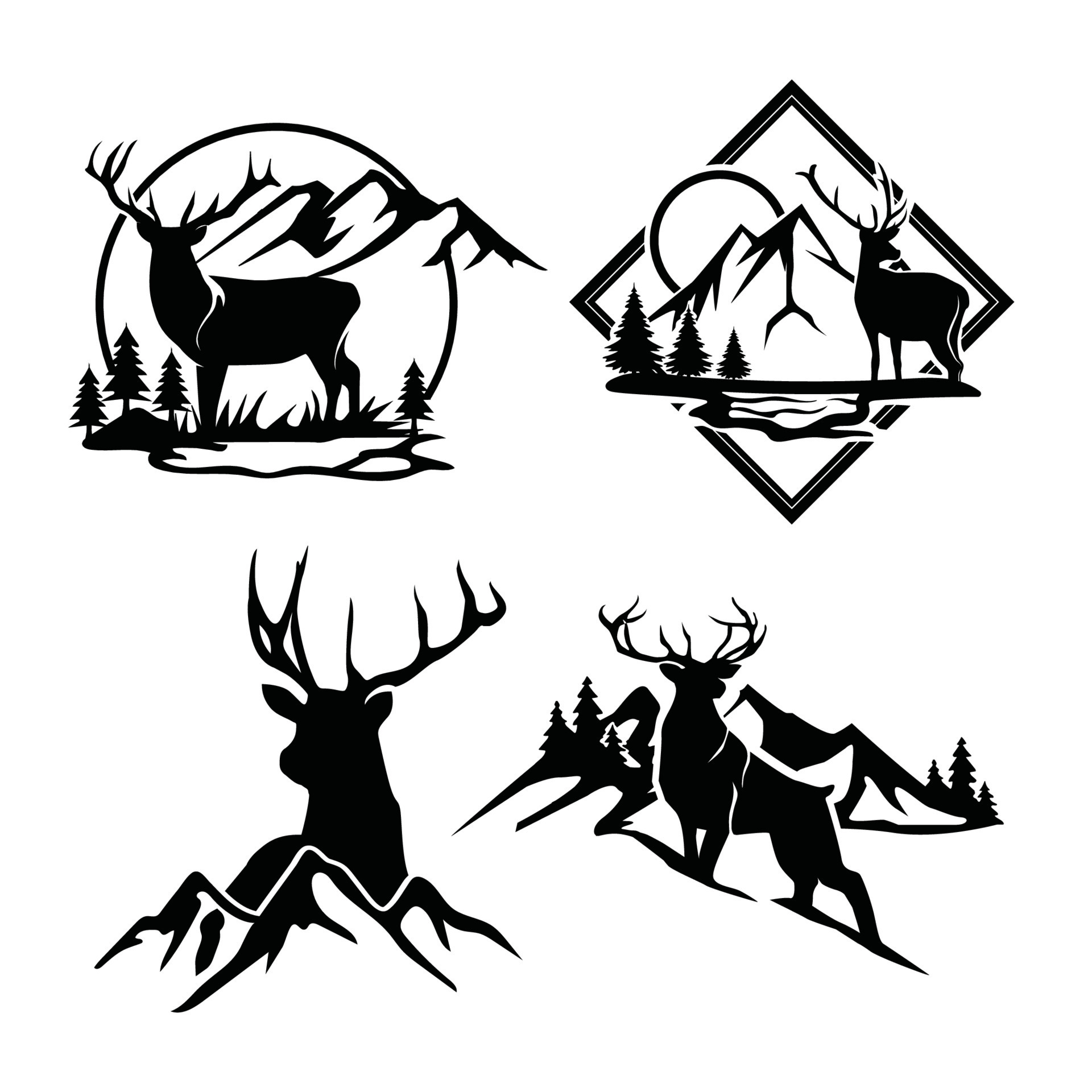 Deer mountain logo silhouette. Deer hunting logo. Hunting season, hunting  shirt design 20865047 Vector Art at Vecteezy