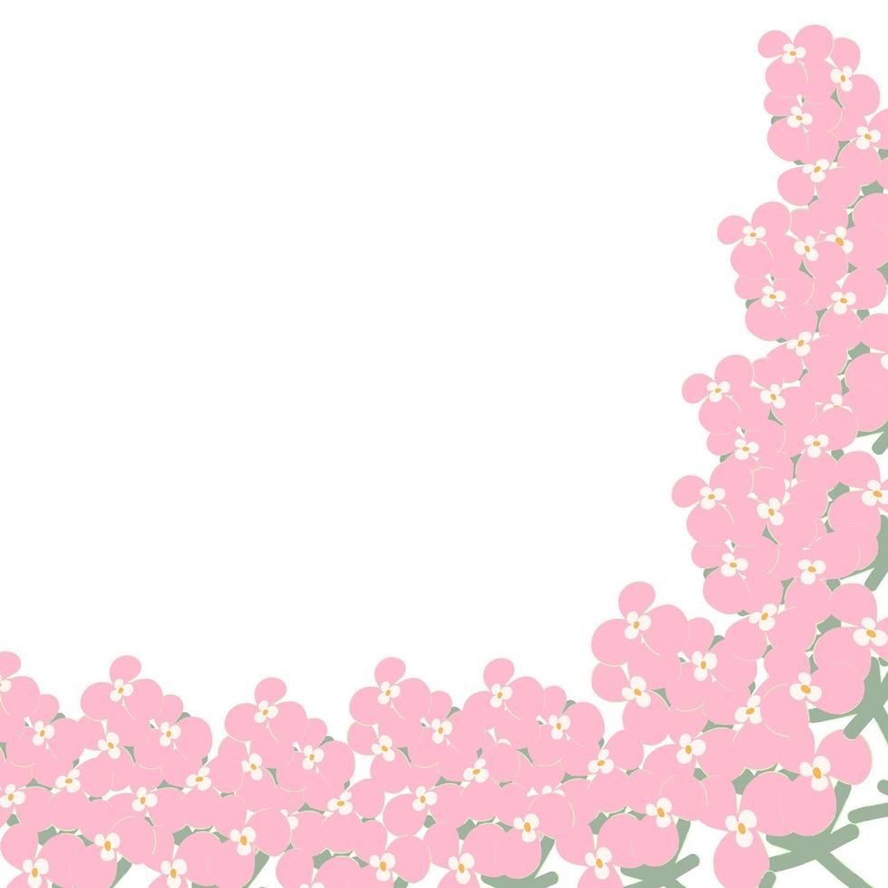 Colorful abstract corner frame of flower elements in trendy soft pink hues. Copyspase. Lifestyle. vector