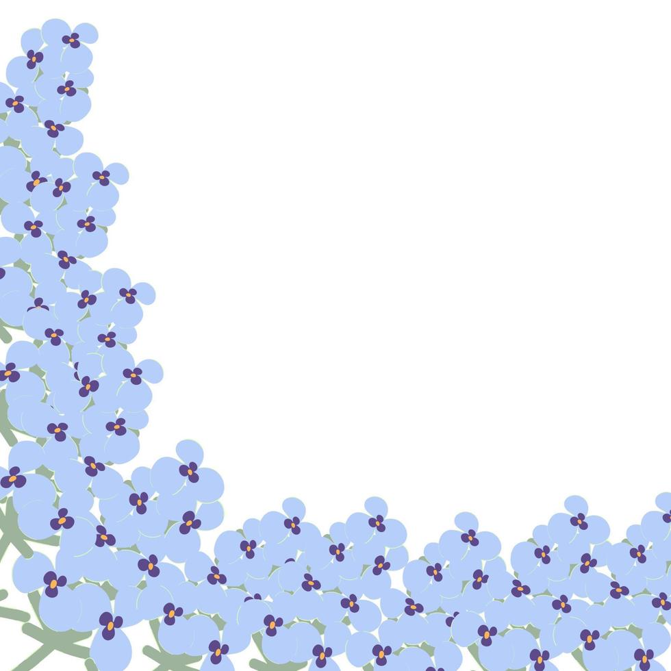 Abstract corner frame of flower elements in trendy soft violet shades. Copyspase. Lifestyle. EPS vector