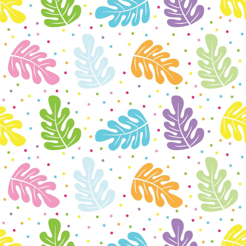 colorful hibiscus flower seamless pattern colorful dot background vector