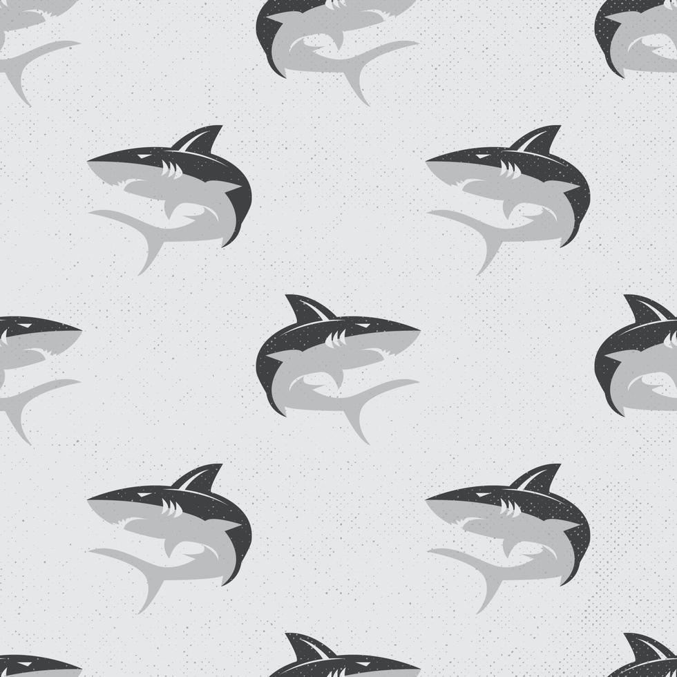 wild shark seamless pattern with grunge background vector