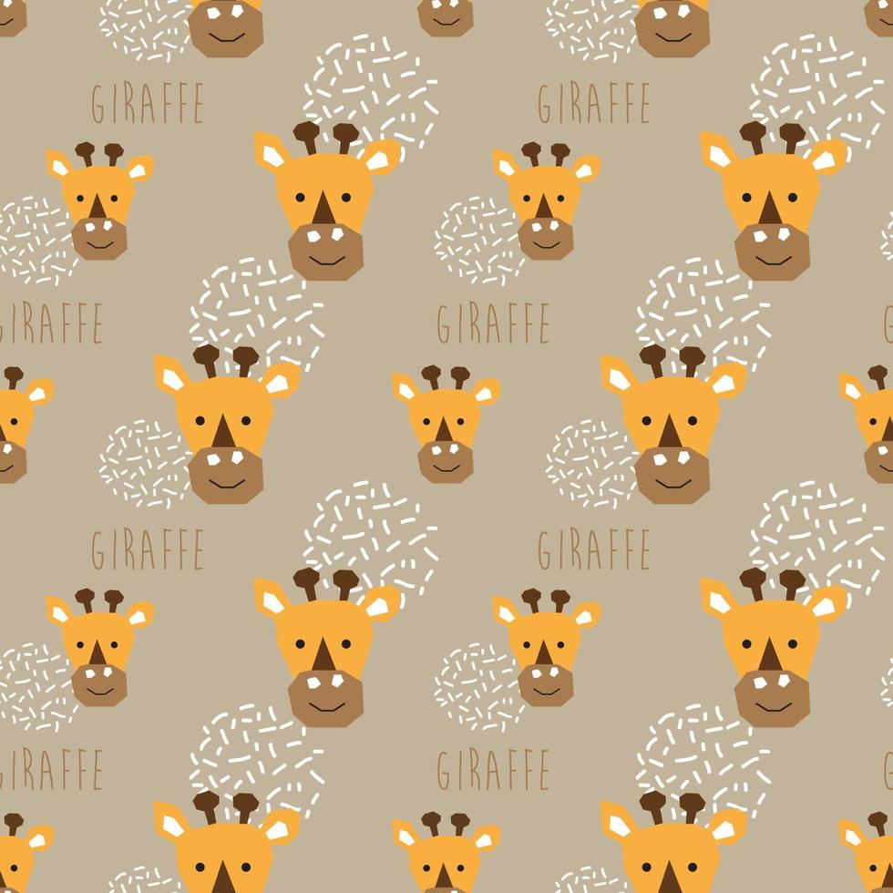 seamless pattern cute giraffe head with light brown background vector