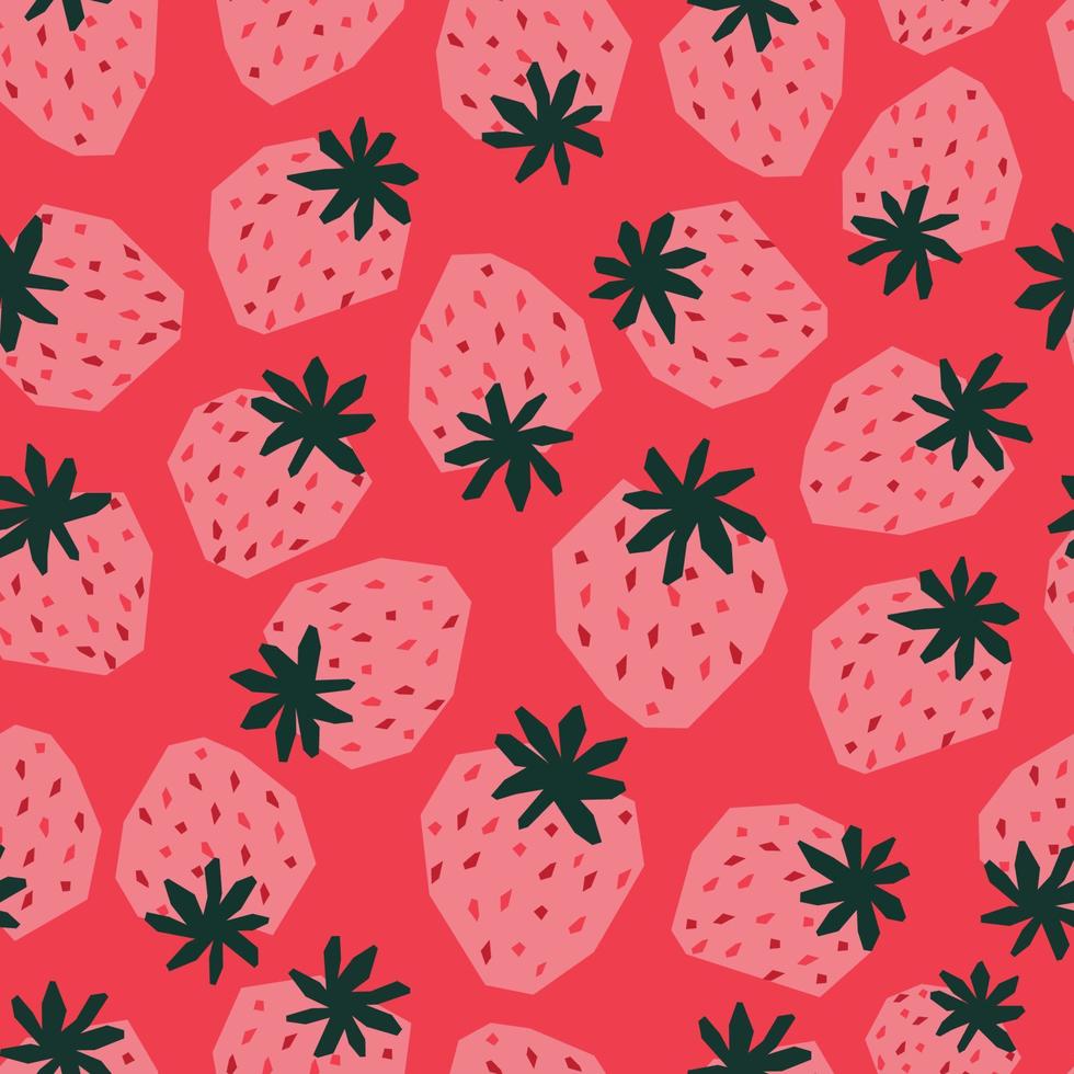 seamless pattern strawberry fruit with pink background vector