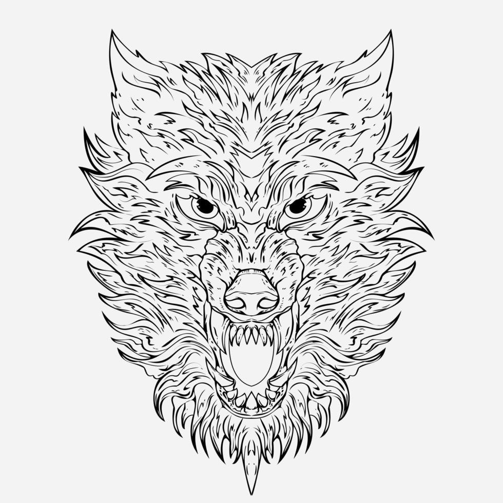 el alfa de lobo cabeza detallado ilustración de salvaje con sus expresivo ojos y poderoso presencia vector