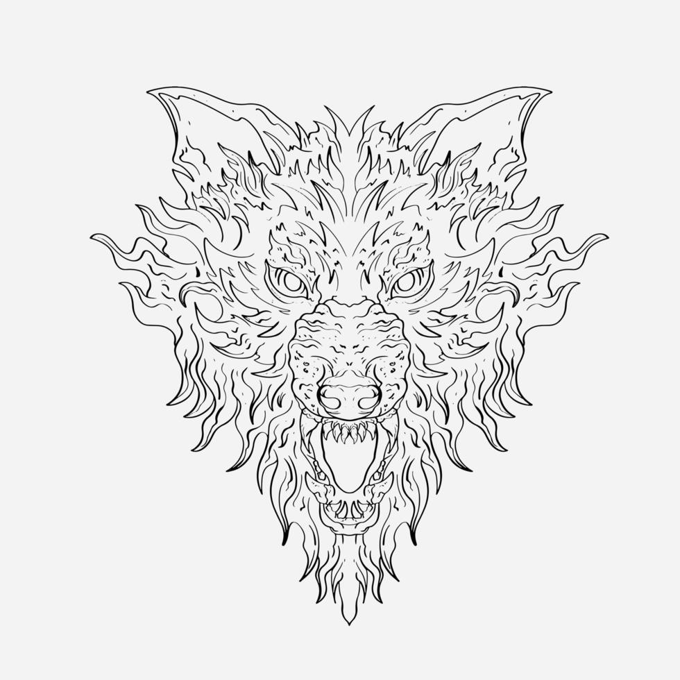 The Alpha Wolf's Head Detailed Illustration of wild with its expressive eyes and powerful presence vector