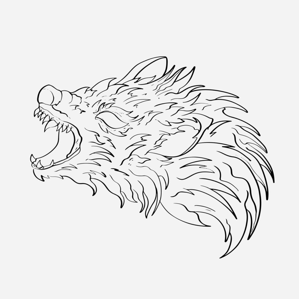 The Alpha Wolf's Head Detailed Illustration of wild with its expressive eyes and powerful presence vector