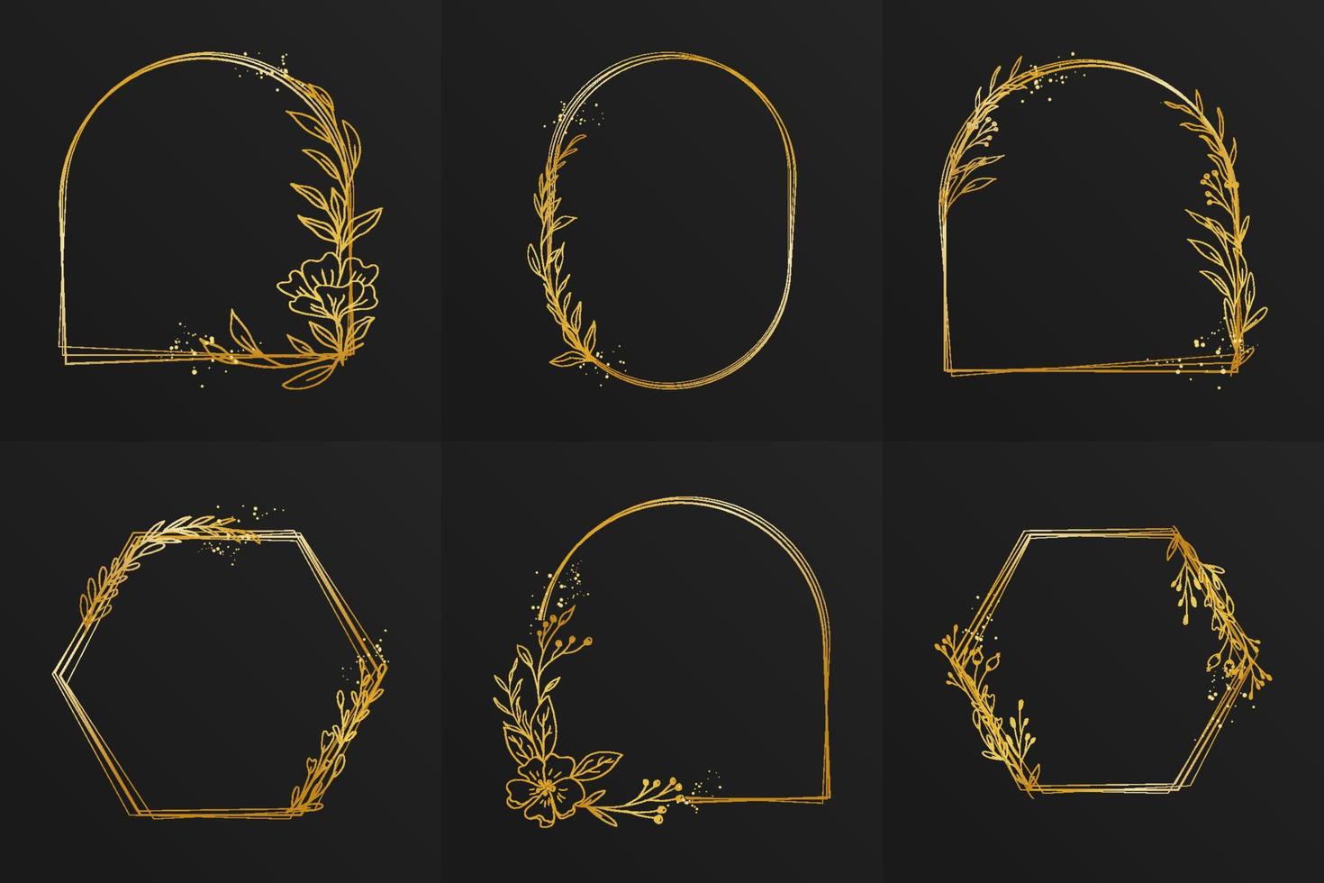 Set of Elegant gold floral border for invitation vector