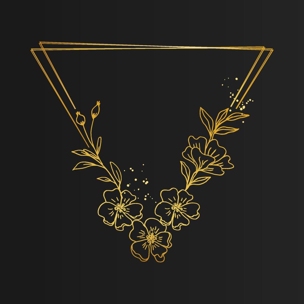Elegant gold floral border for invitation vector