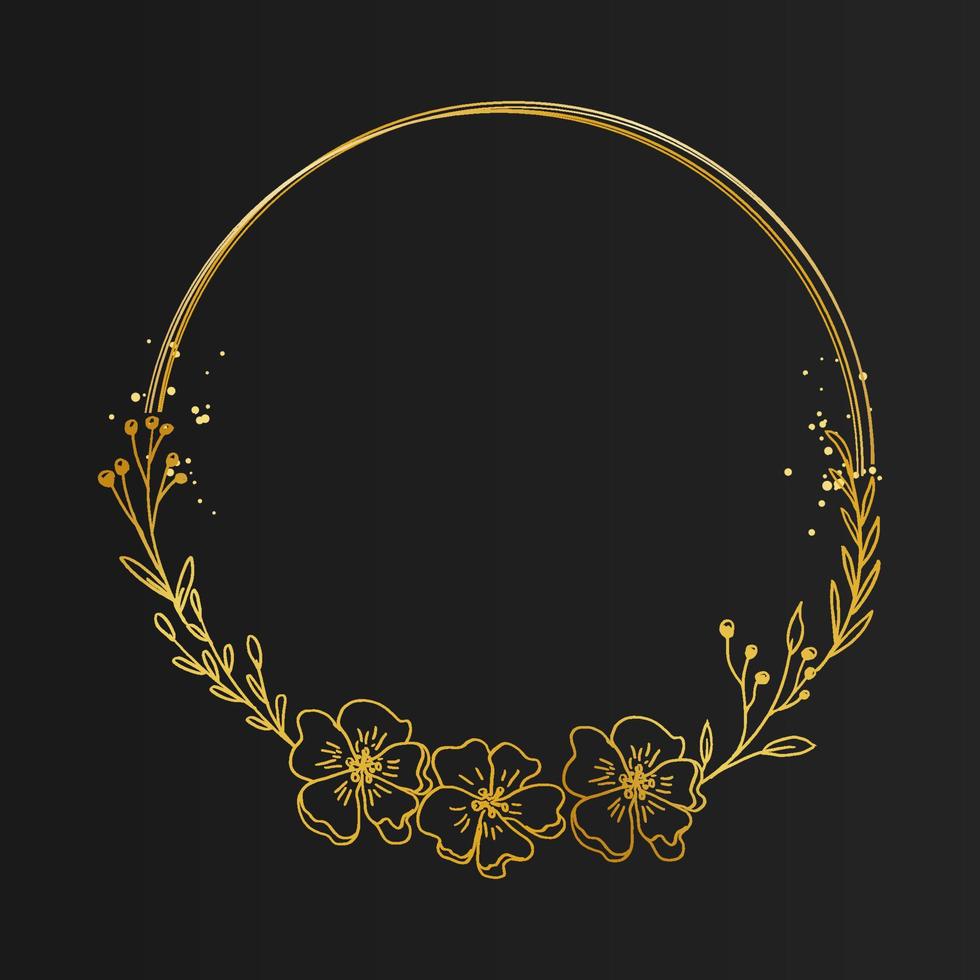 elegante oro floral frontera para invitación vector
