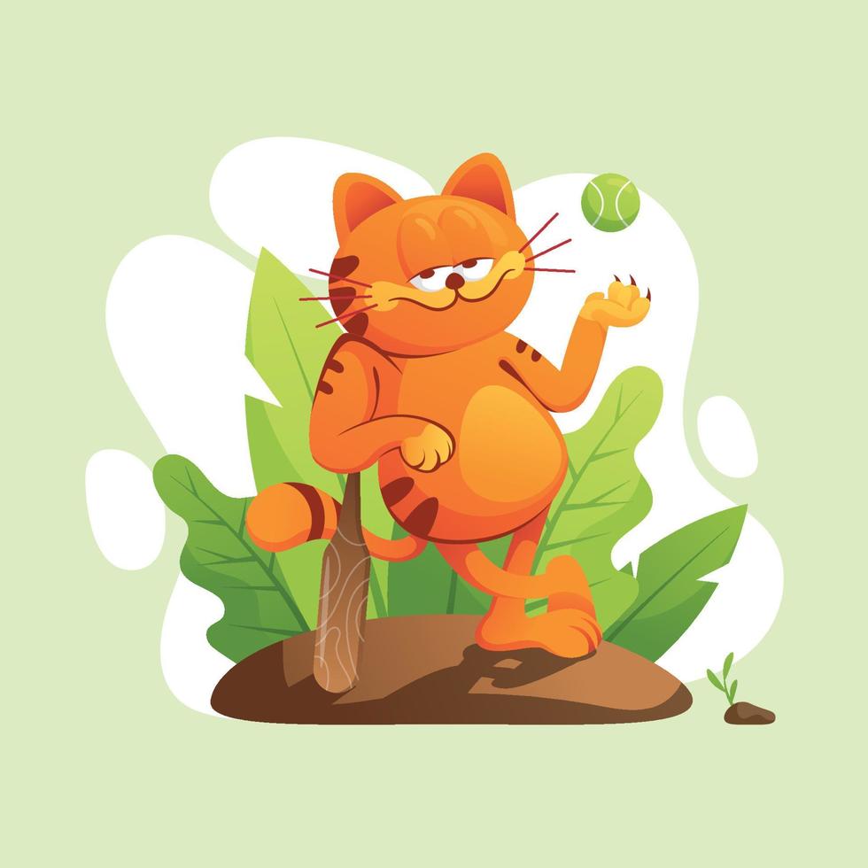 A Cat Getting Ready to Play Baseball vector