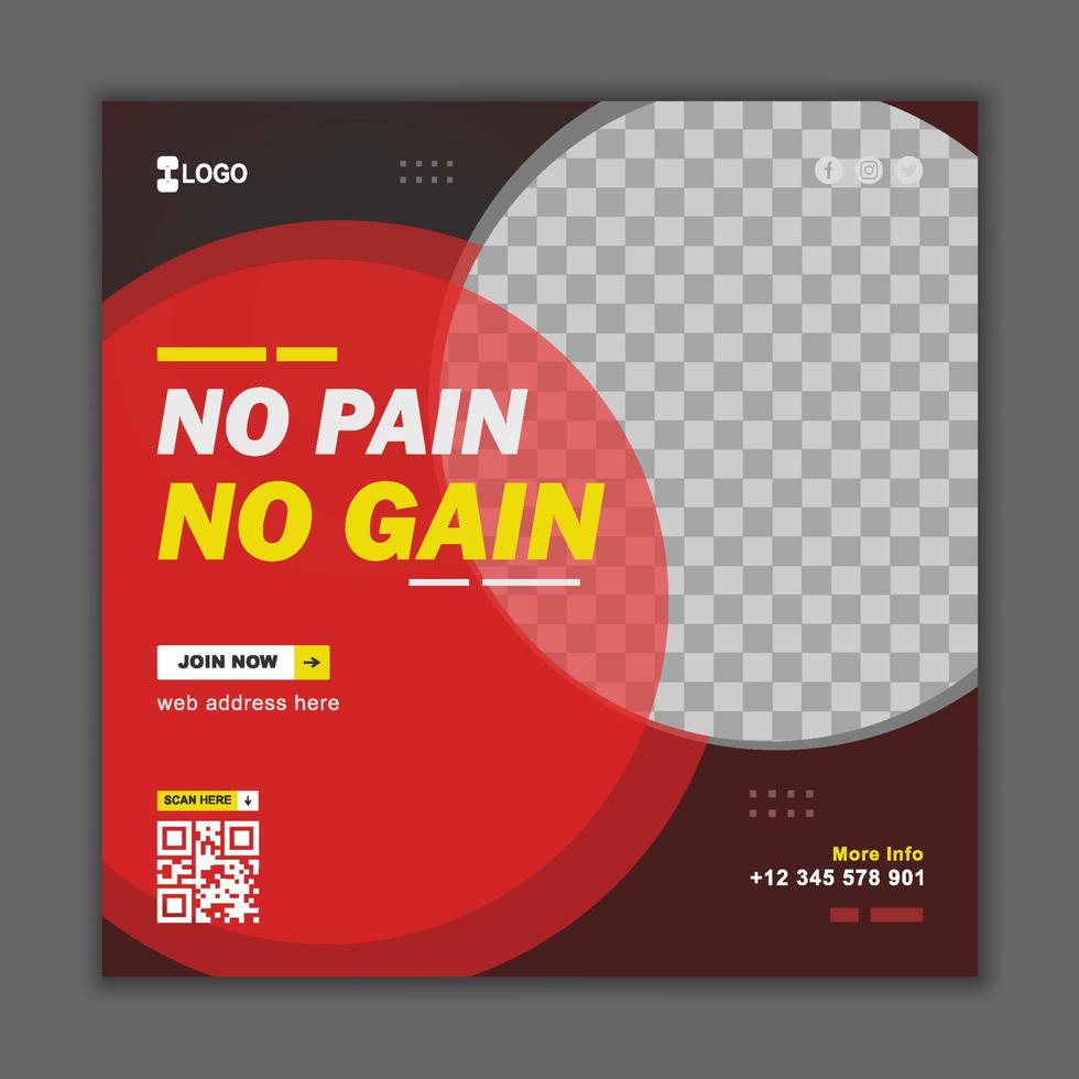 Fitnes Young Boy Flyer Social Media Post Template vector