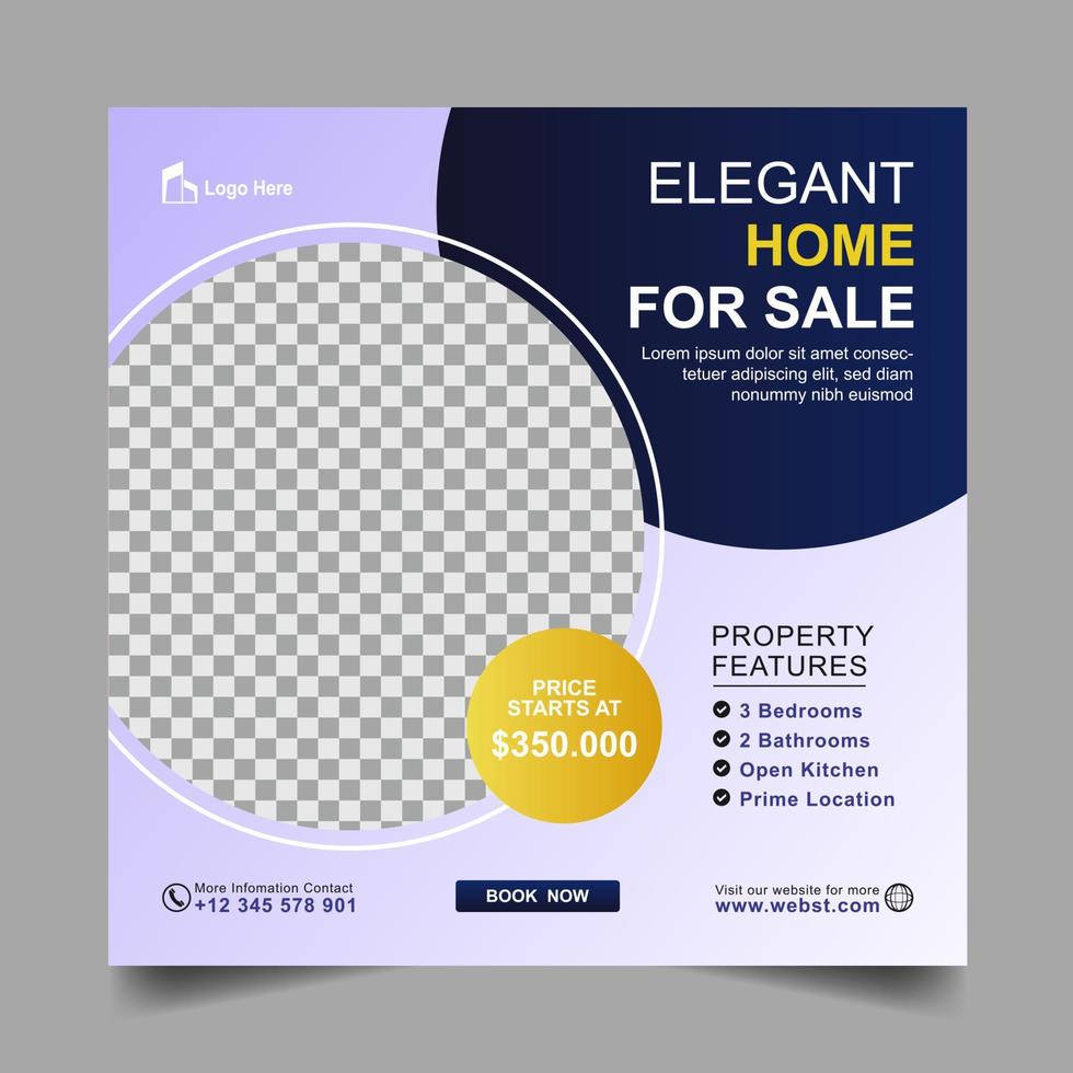 Real Estate House Instagram Post Square Banner Template vector