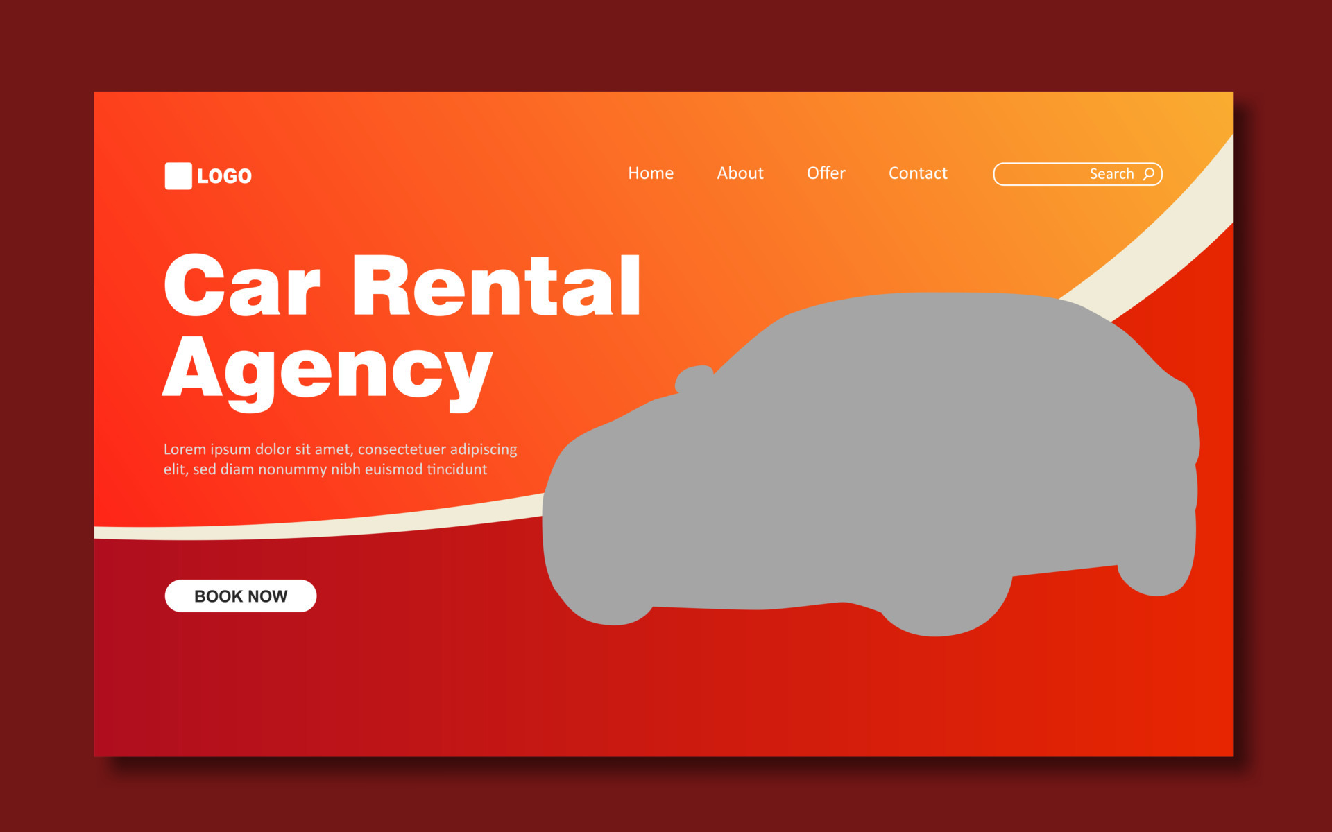 Car Rental Agency Landing Page Template 20866127 Vector Art at Vecteezy