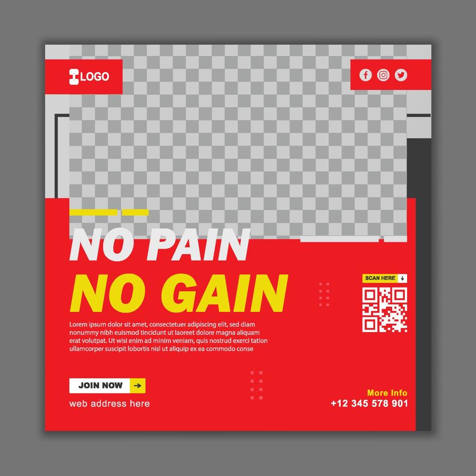 Fitnes Young Boy Flyer Social Media Post Template vector