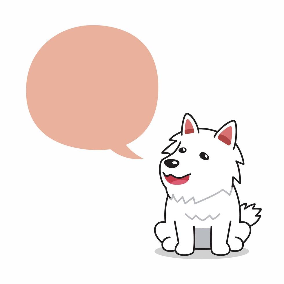 personaje de dibujos animados perro blanco con bocadillo vector