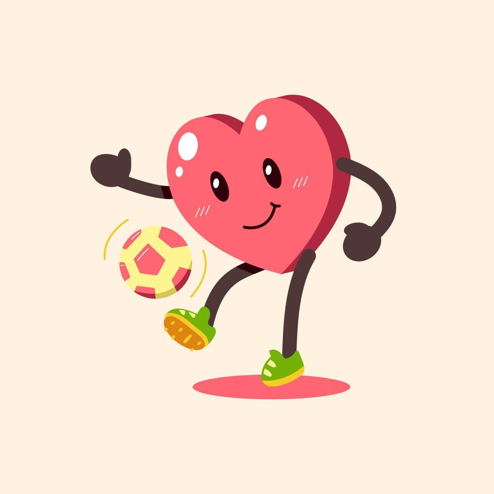 dibujos animados corazón personaje jugando fútbol americano vector