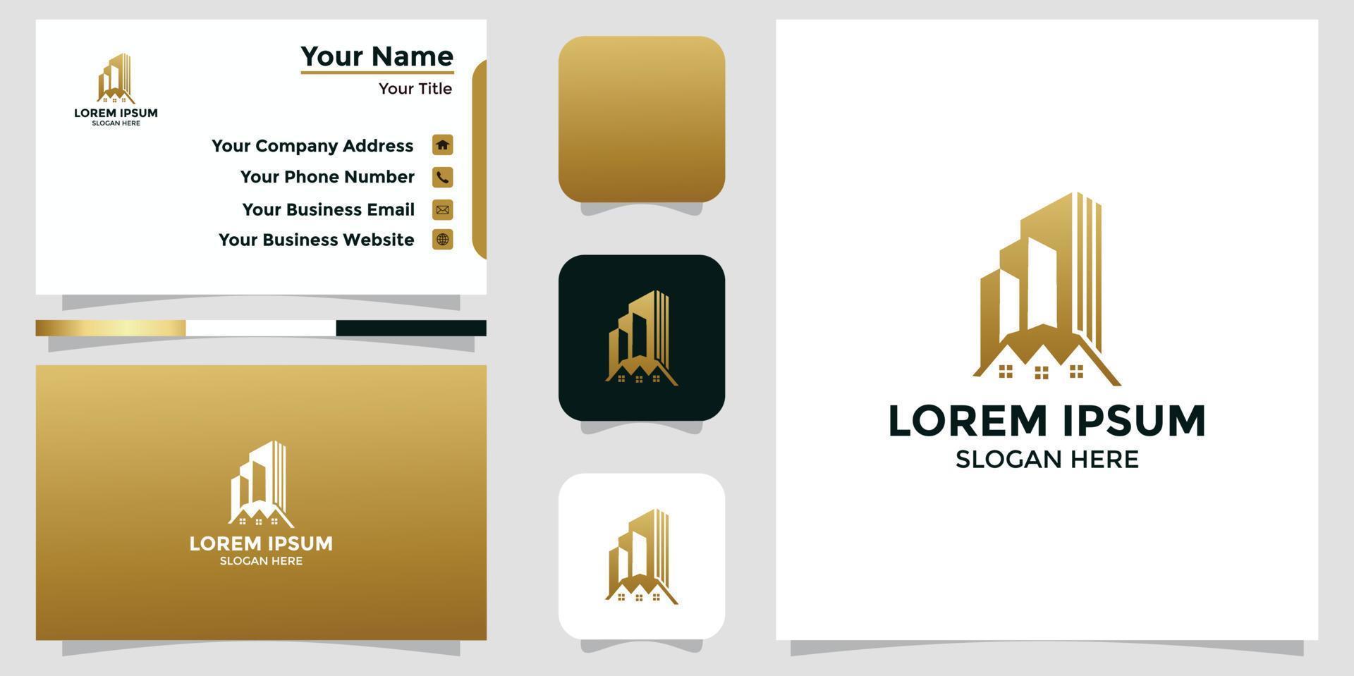 building and real estate design logo and branding card vector
