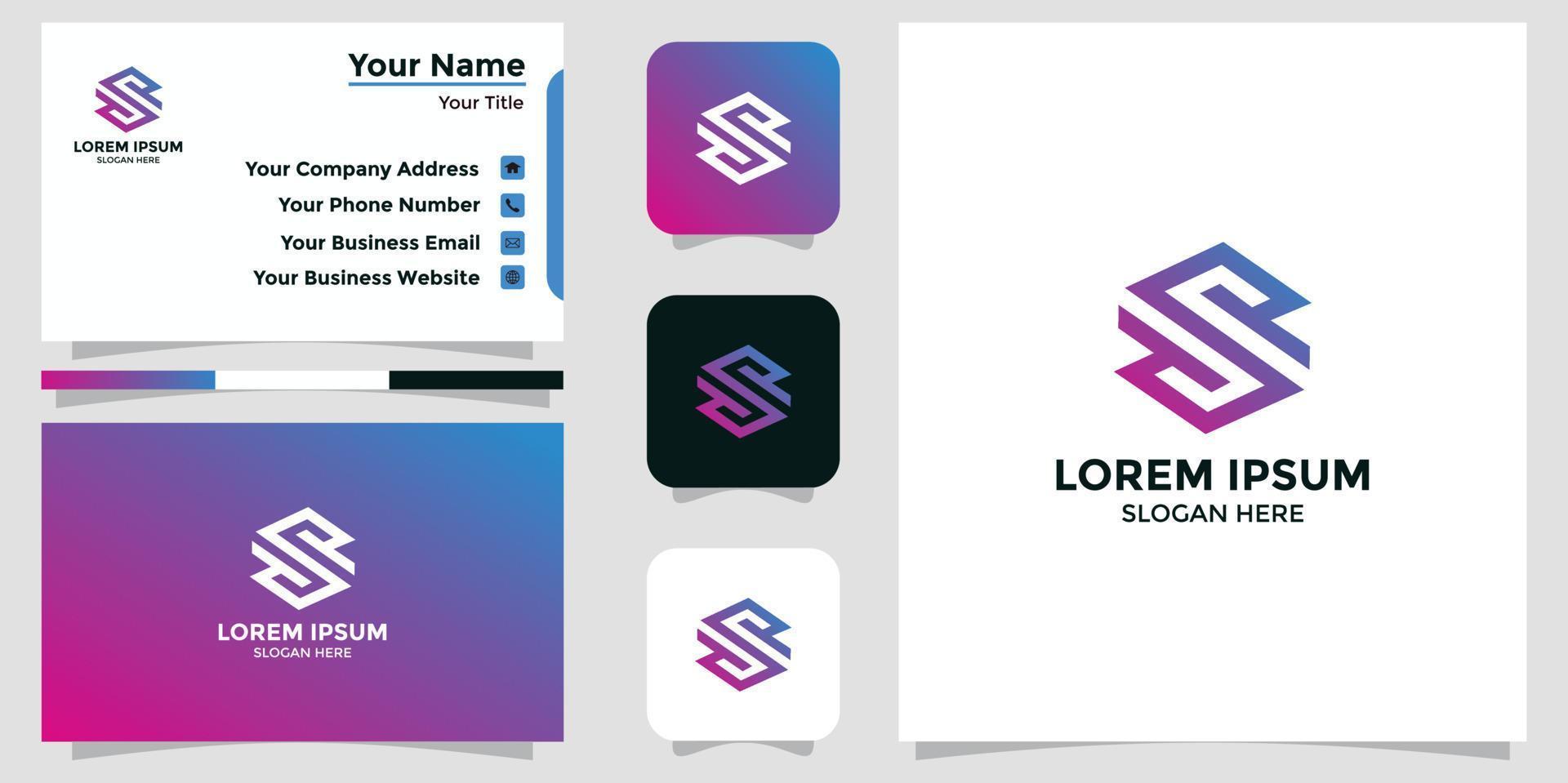 S letter logo design and branding card vector