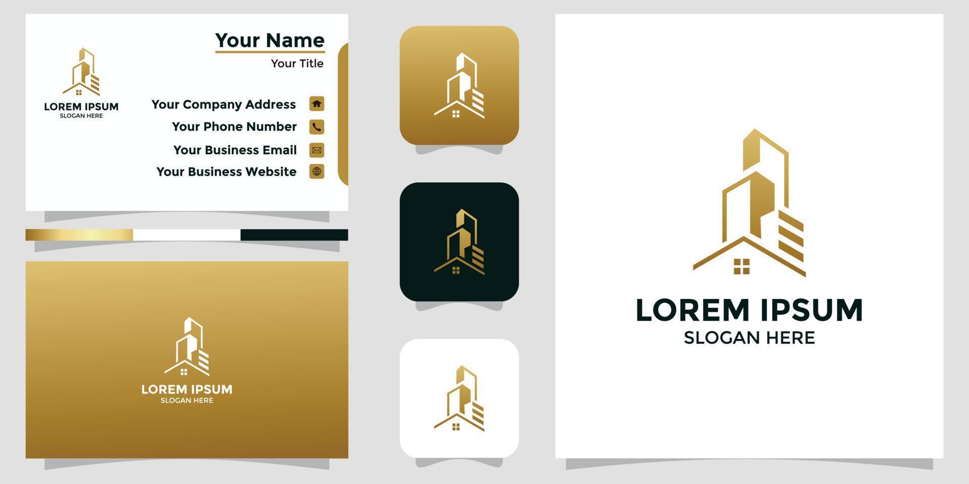 building and real estate design logo and branding card vector