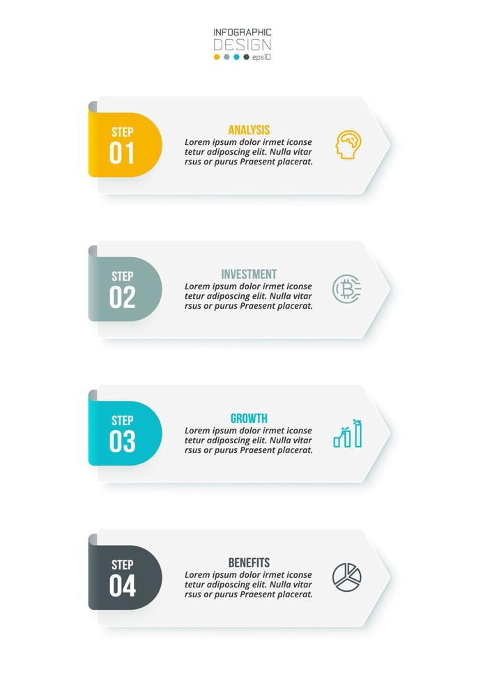 concepto de negocio de plantilla infográfica con flujo de trabajo. vector