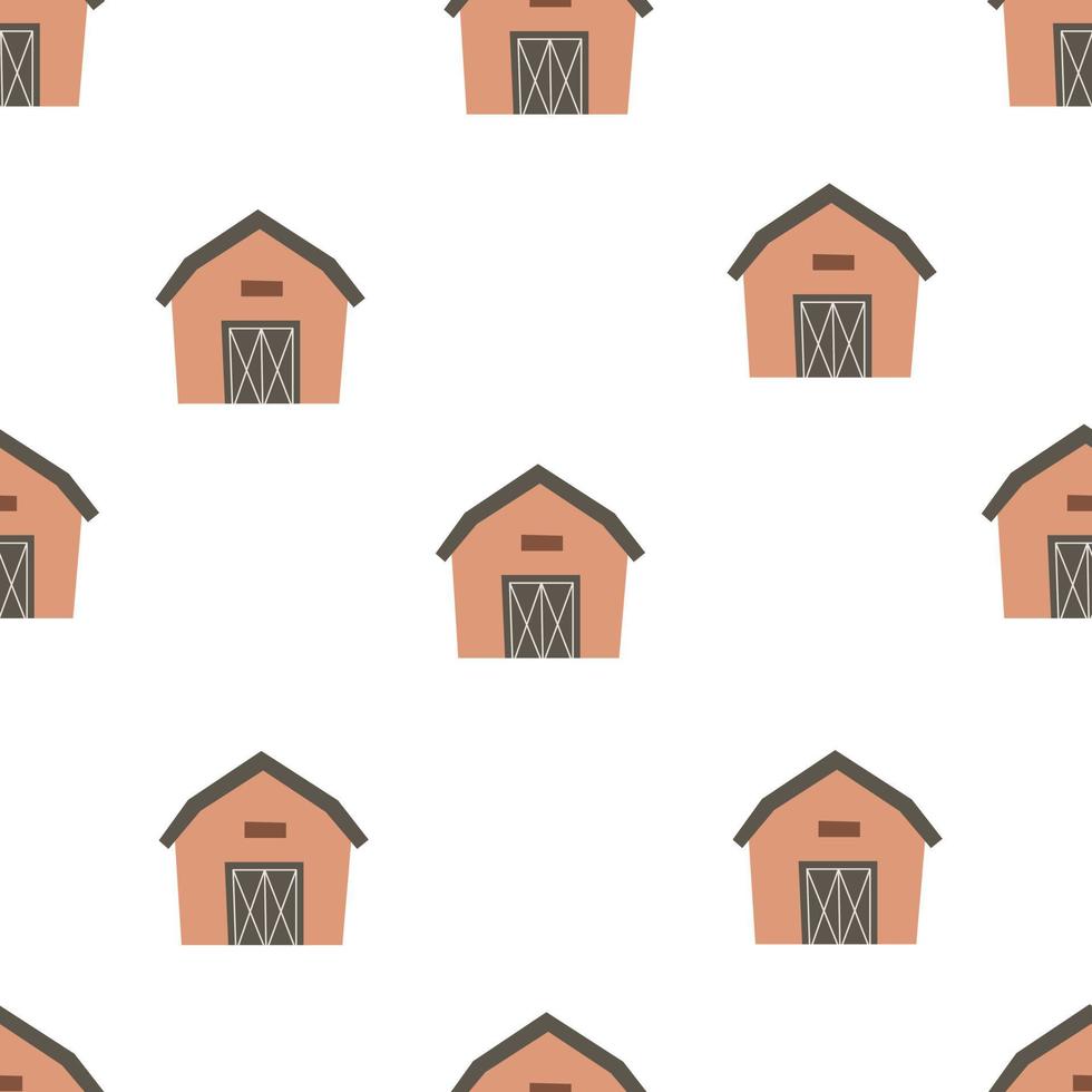 Seamless pattern with cartoon barn. Farm. Flat colorful vector for kids. hand drawing. animals. baby design for fabric, textile, wrapper, print.