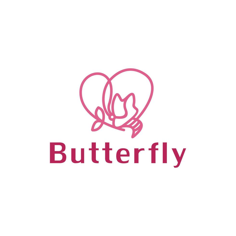 Butterfly logo. Luxury line logotype design. vector