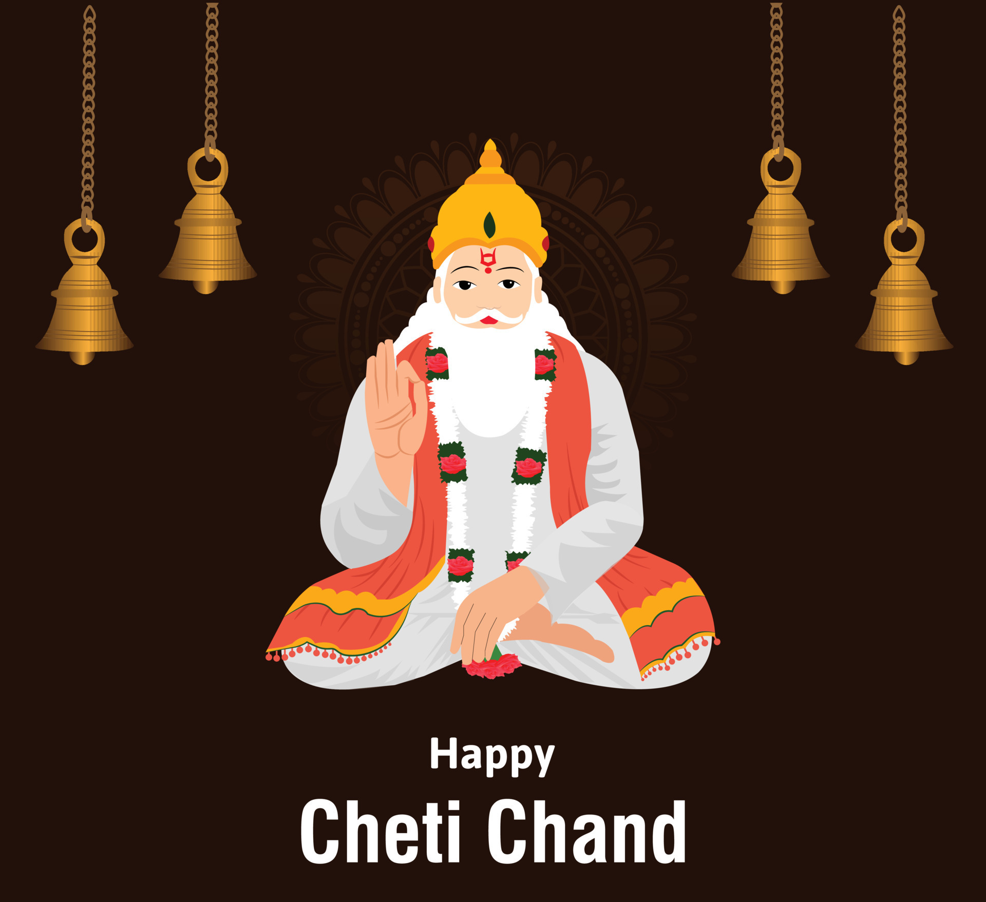Happy Cheti Chand Jayanti Jhulelal Jayanti Lord Cheti Chand Vector