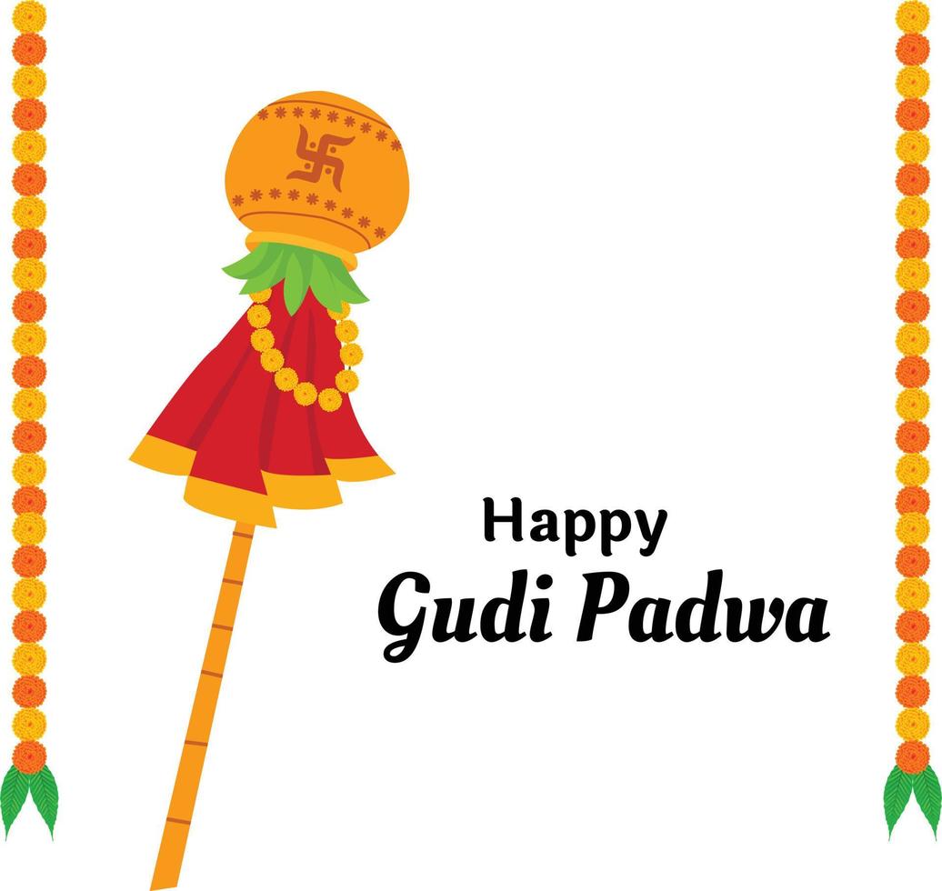 Happy Gudi Padwa Maharashtra New Year Festival Vector Illustration