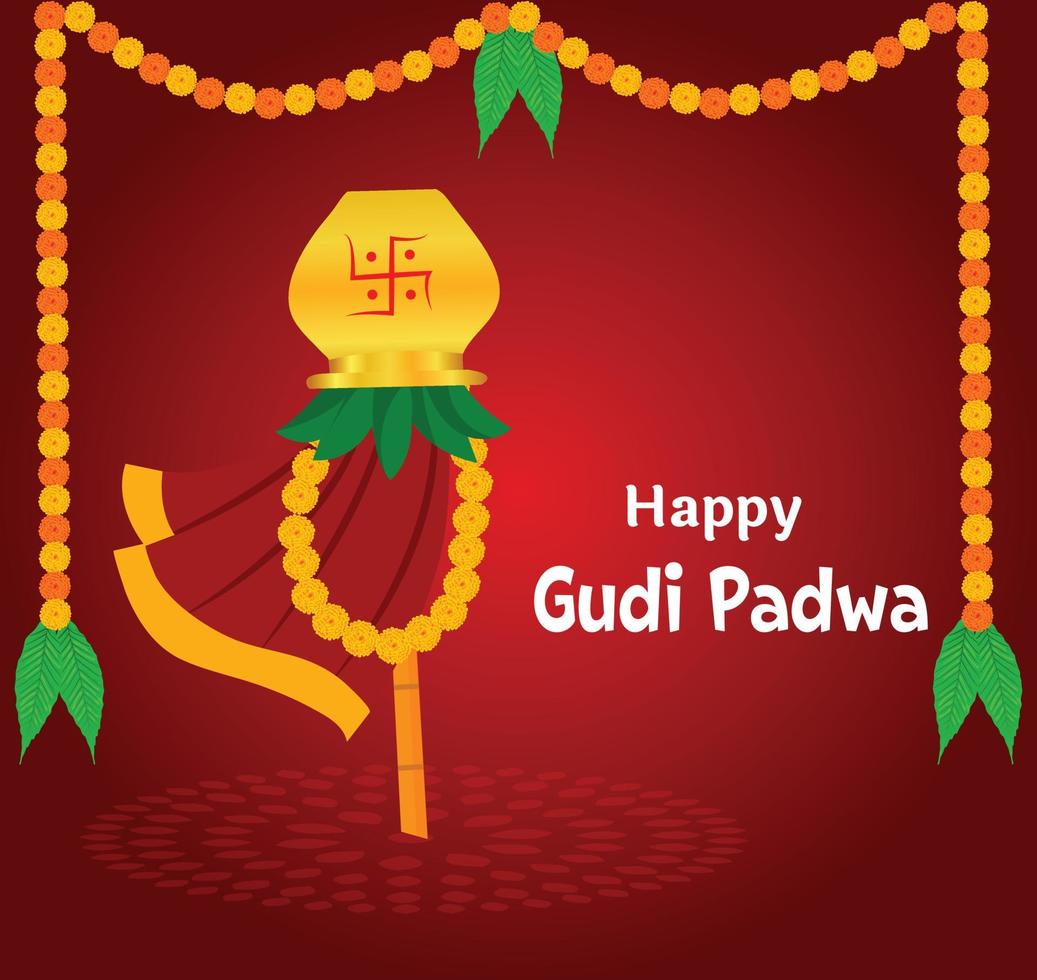 contento gudi Padwa Maharashtra nuevo año festival vector ilustración