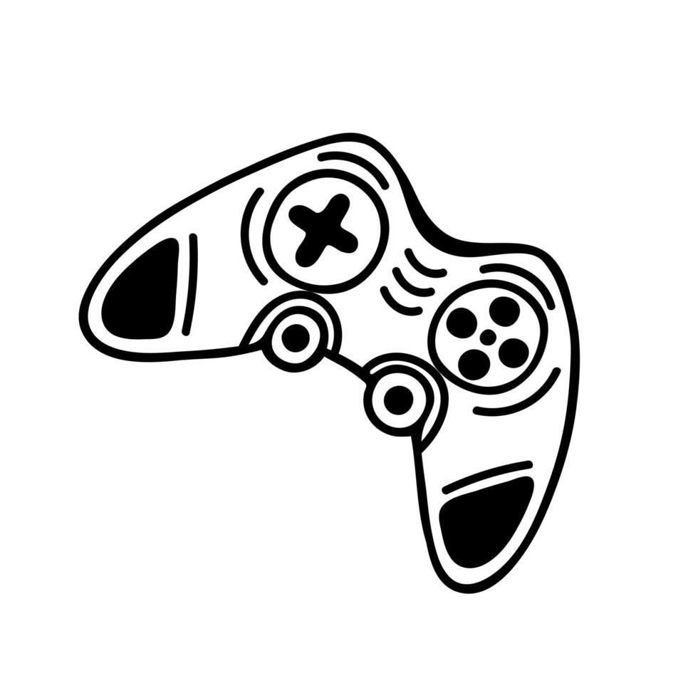 Joystick vector icon. Game console symbol. Simple illustration isolated on white. Gamepad for games, entertainment. Modern gadget, gaming equipment. Black outline, doodle. Clipart for logo, apps, web