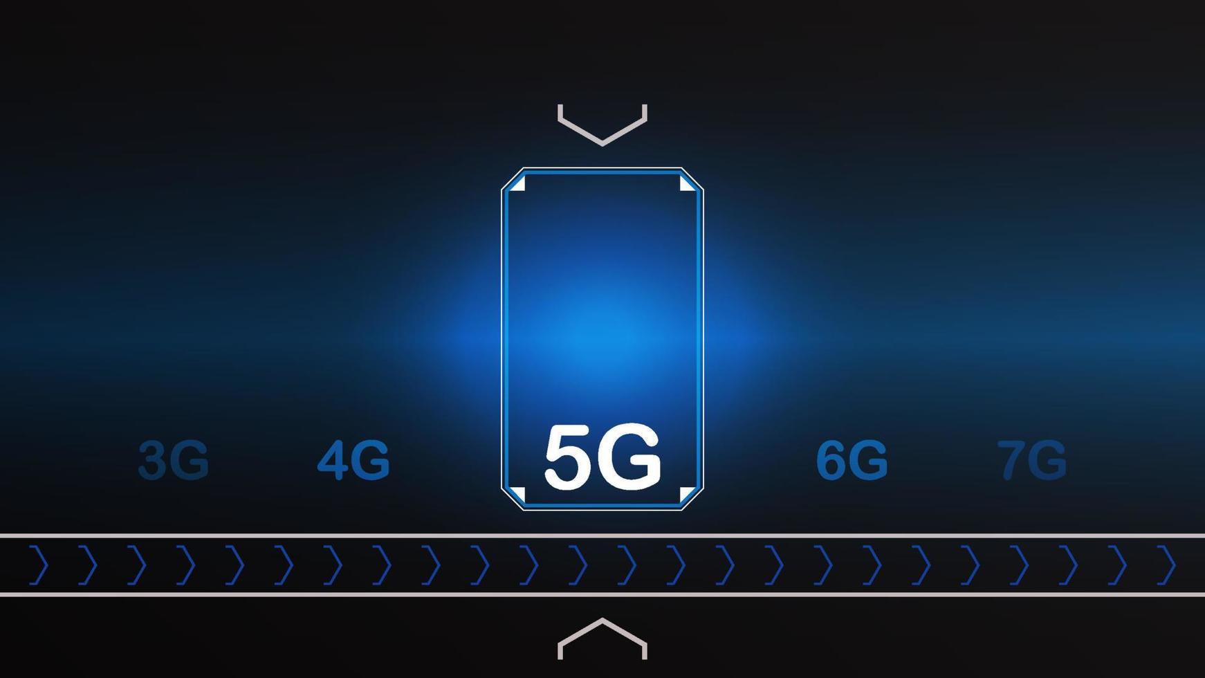 5G network technology background concept. 5G wireless Wi-fi connection internet, data, circle line, lights, technology Abstract, vector. 5G for web banner, web site, communication, transformation. vector