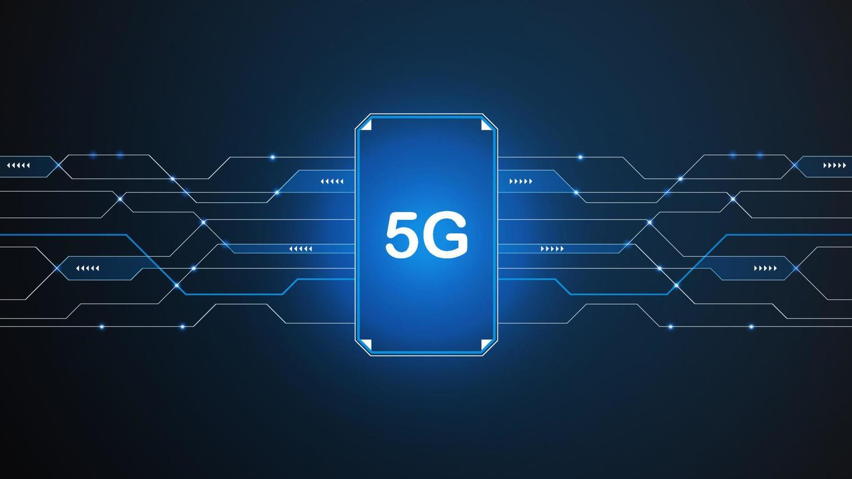 5G network technology background concept. 5G wireless Wi-fi connection internet, data, circle line, lights, technology Abstract, vector. 5G for web banner, web site, communication, transformation. vector