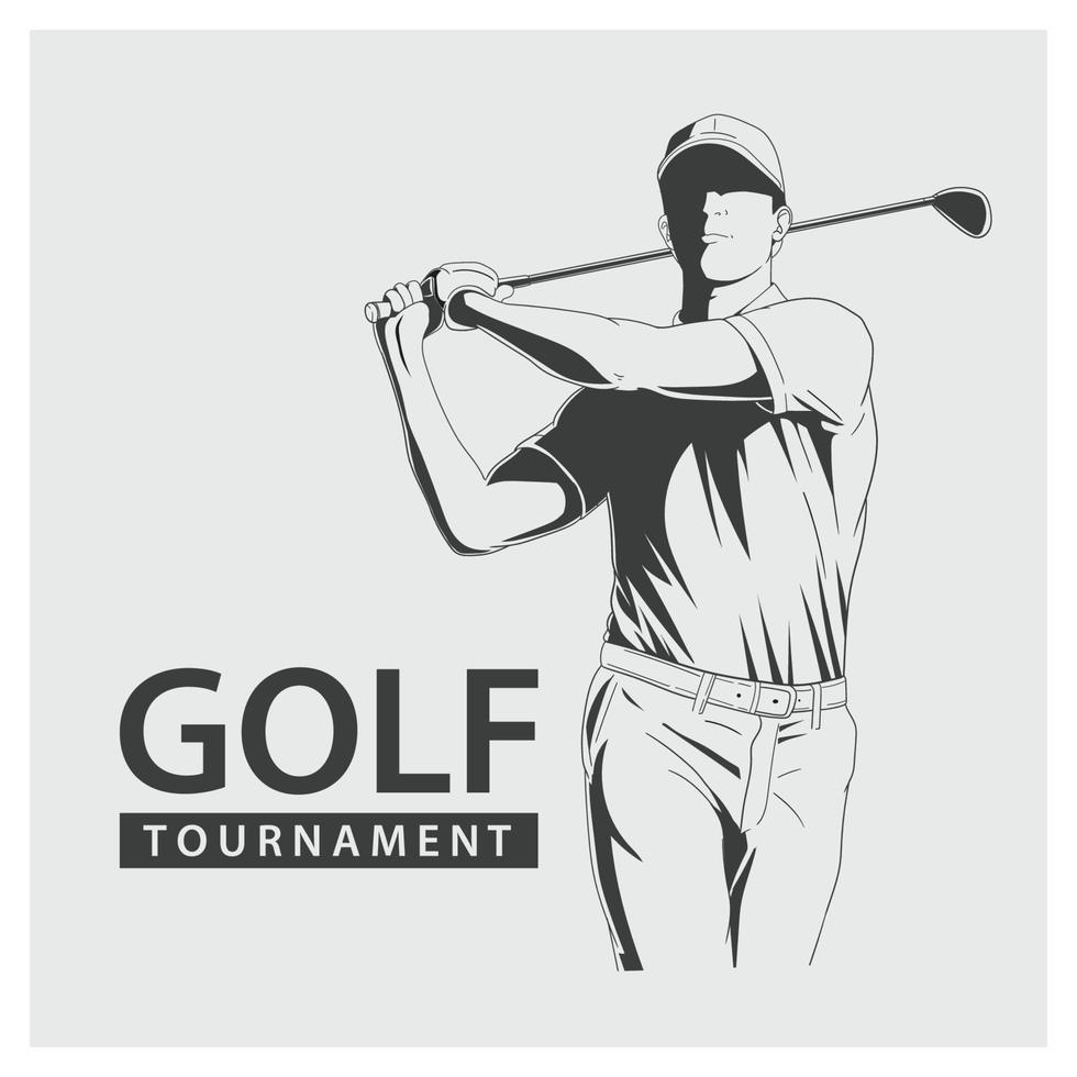 Golf player icon, golfer abstract vector silhouette