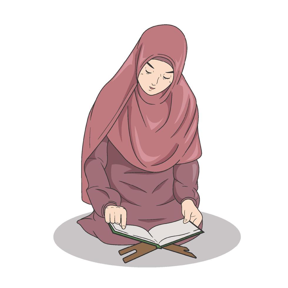 Muslim women recite the Koran vector