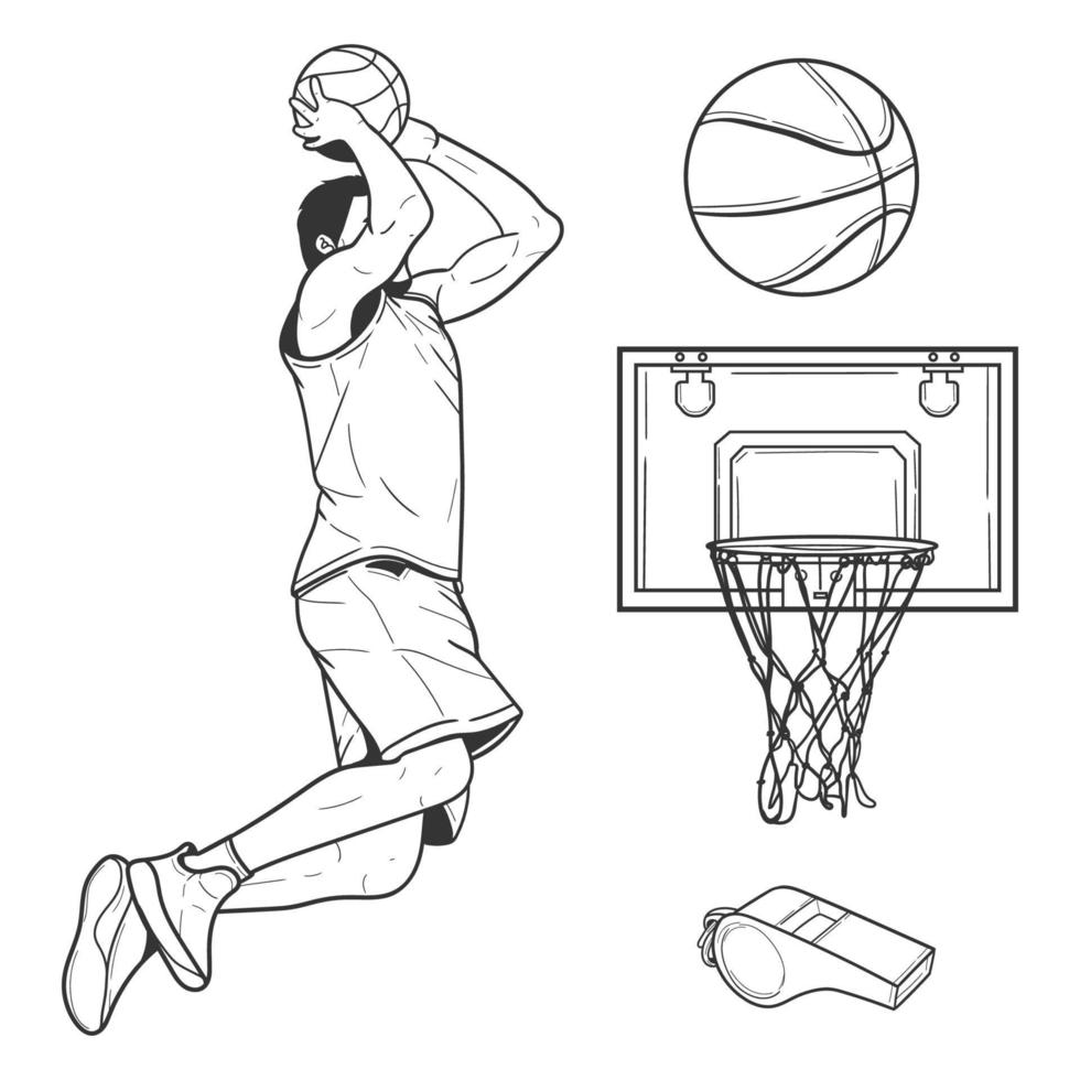 set Basketball Cartoon Vector illustration