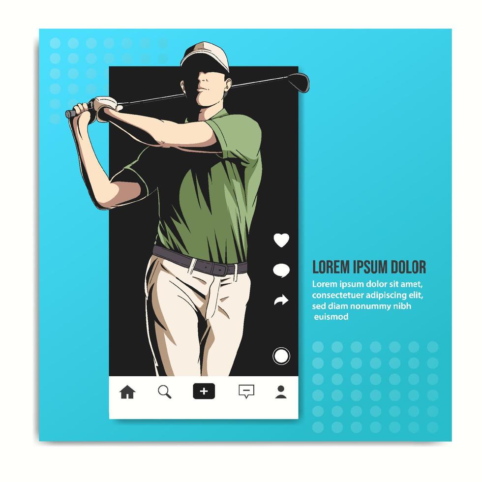 golf jugadores en ilustración gráfico vector. social medios de comunicación vector