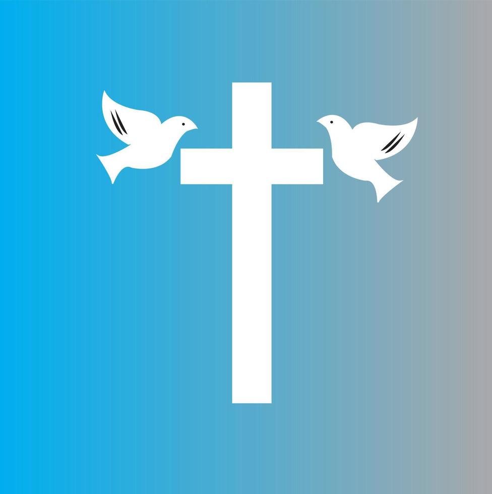 Background good friday cross and dove.good friday background with cross and peace birds vector