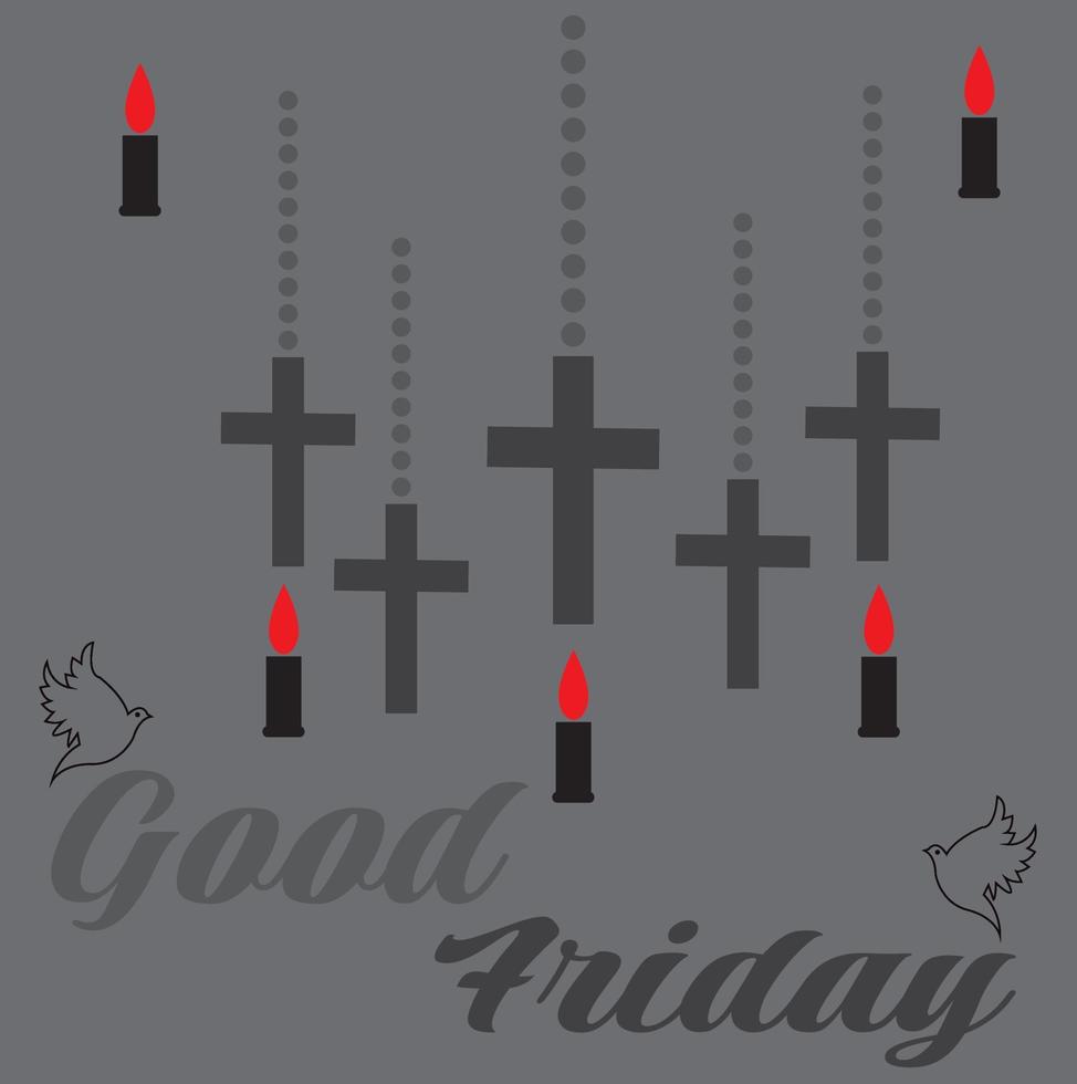 Background good friday cross and candle. vector