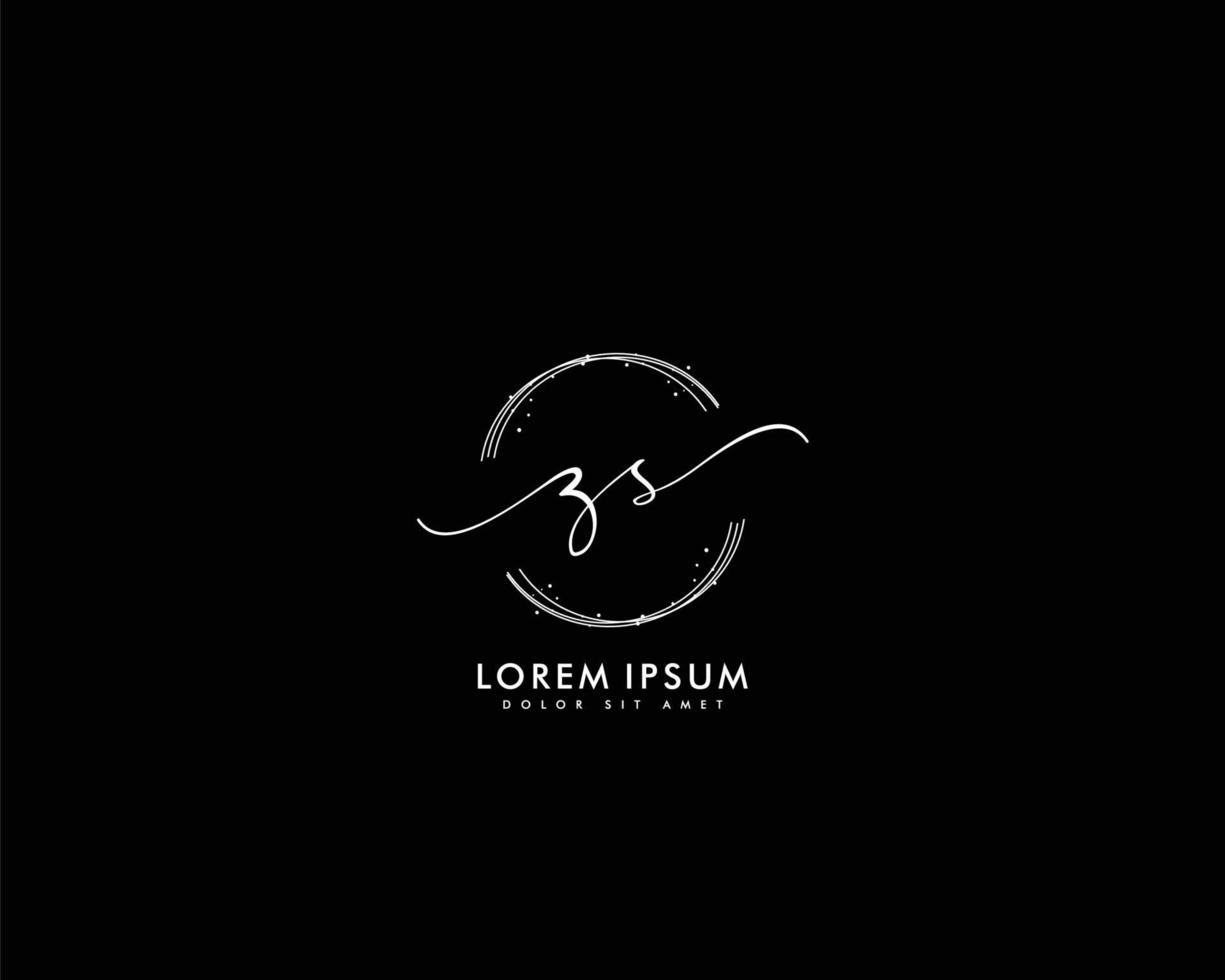 Initial letter ZS Feminine logo beauty monogram and elegant logo design, handwriting logo of initial signature, wedding, fashion, floral and botanical with creative template vector