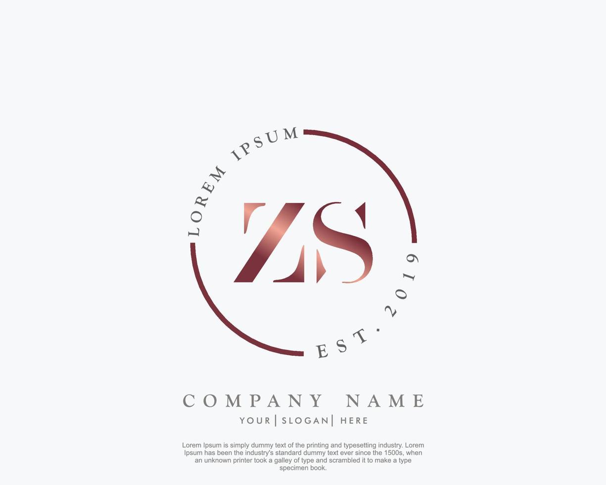 Initial letter ZS Feminine logo beauty monogram and elegant logo design, handwriting logo of initial signature, wedding, fashion, floral and botanical with creative template vector