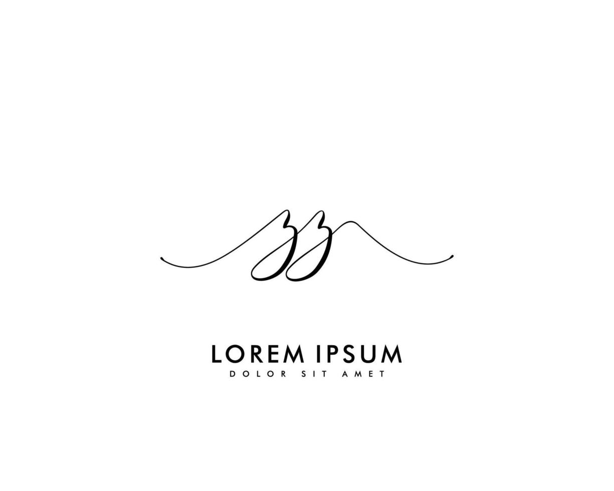 Initial letter ZZ Feminine logo beauty monogram and elegant logo design, handwriting logo of initial signature, wedding, fashion, floral and botanical with creative template vector