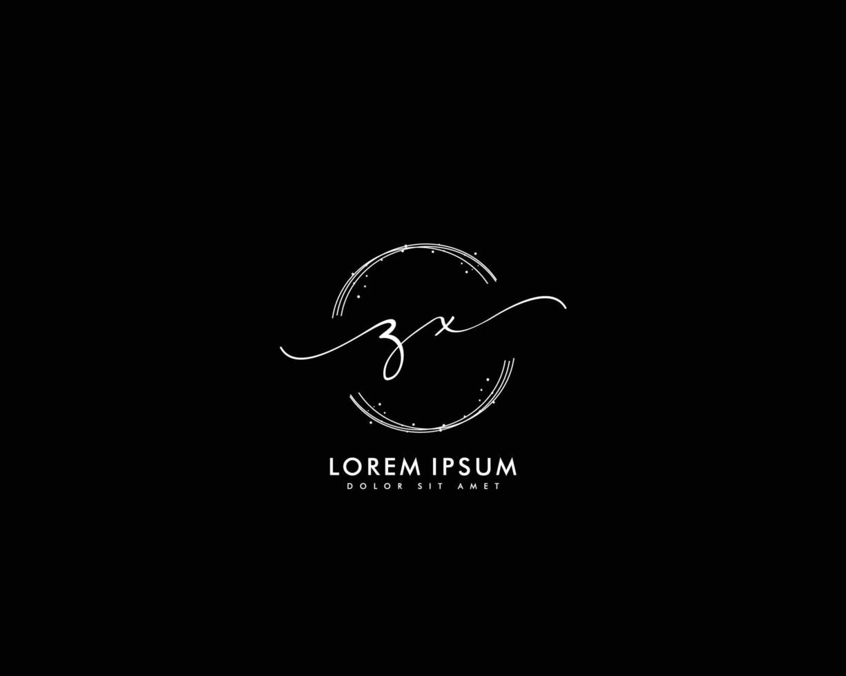 Initial letter ZX Feminine logo beauty monogram and elegant logo design, handwriting logo of initial signature, wedding, fashion, floral and botanical with creative template vector