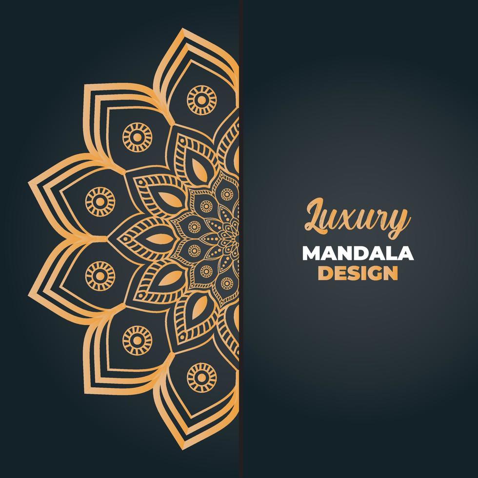 Luxury mandala design and islamic background in golden color vector