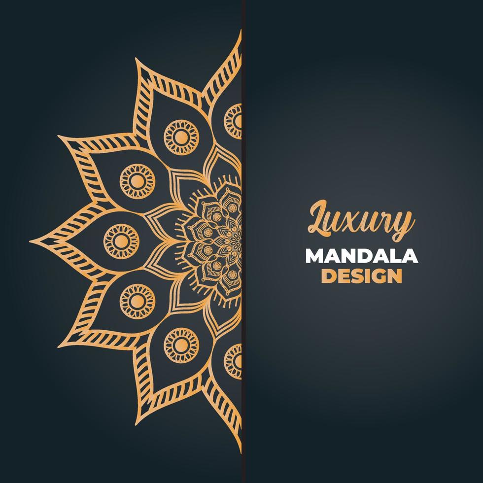 Luxury mandala design and islamic background in golden color vector