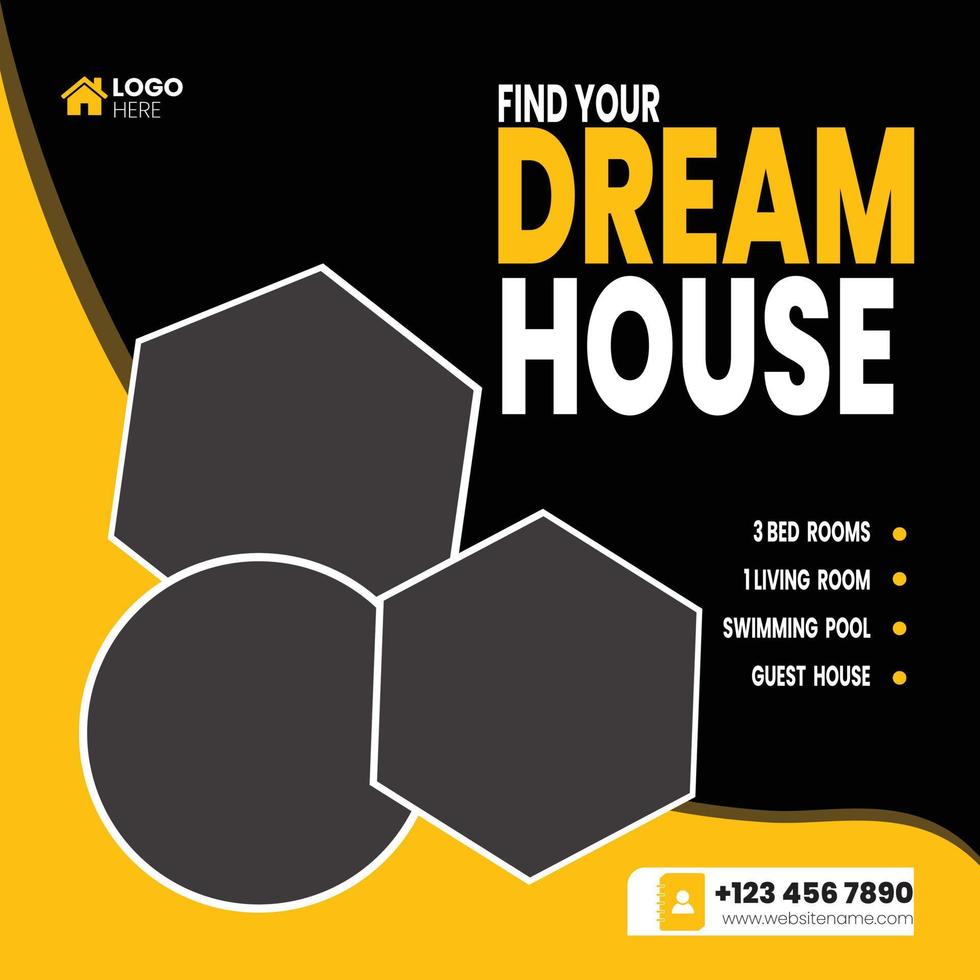 Dream house sale post and design vector template