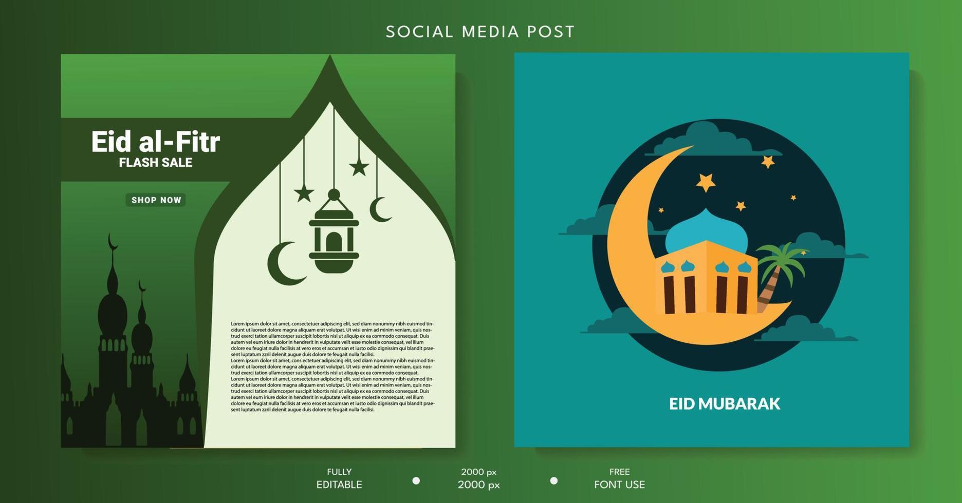 Social media post template. Set of social media post template for ramadan vector