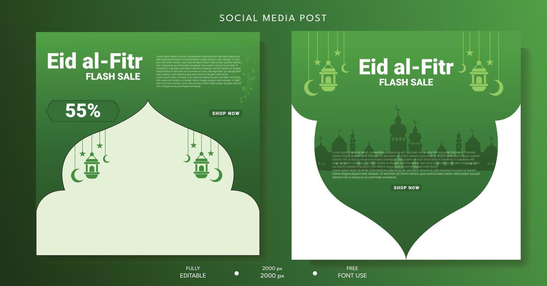 Eid al fitr post template. Eid al fitr sales banner template. Vector illustration