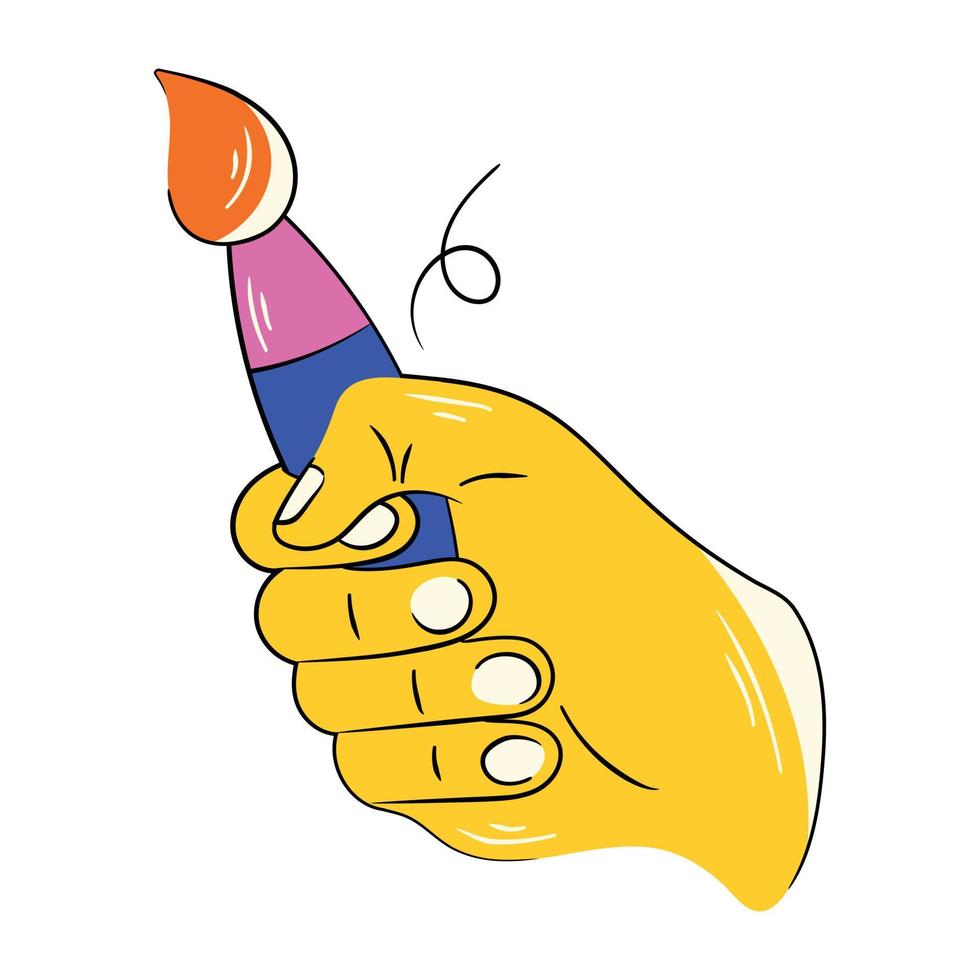 Trendy Holding Paintbrush vector