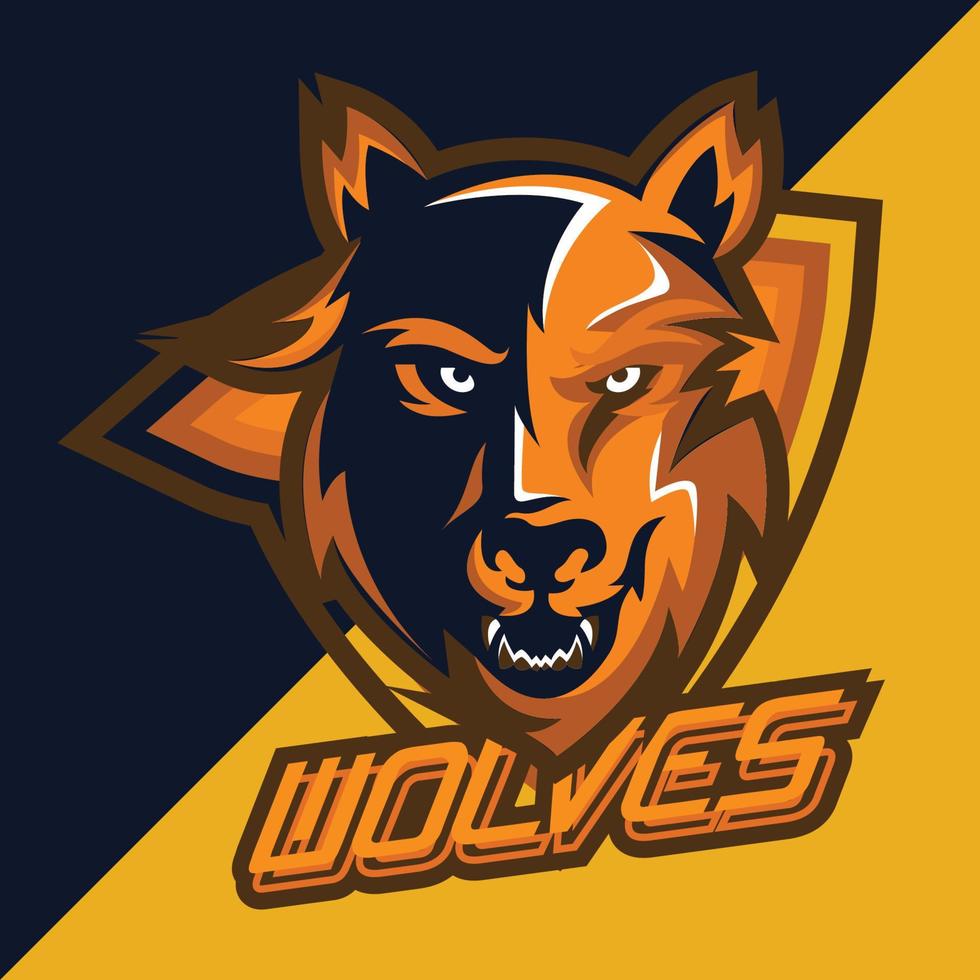 Vector wolfs mascot logo design illustration